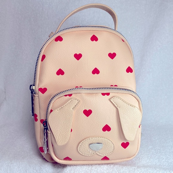 Betsey Johnson Handbags - BETSEY Johnson Mini Dog Backpack Peach Hearts Rare Brand New Excellent Tags Seal